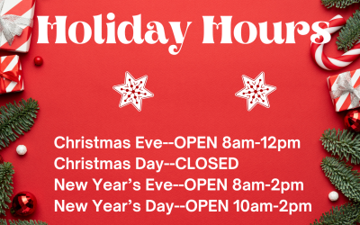 Walk-In Holiday Hours!
